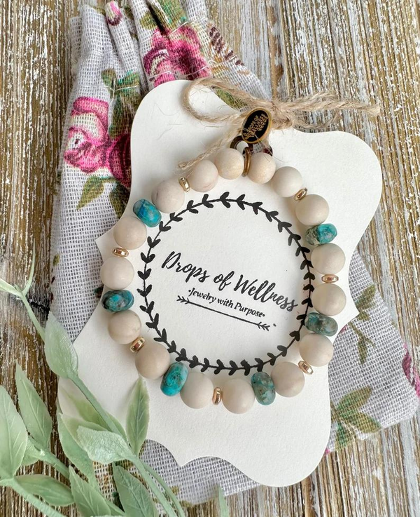 Essential Oil Diffuser Bracelet: Turquoise and Natural Stone