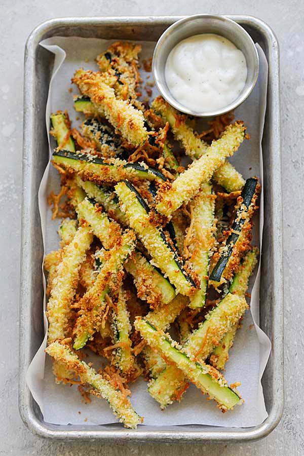 Parmesan Zucchini Fries with Paleo Ranch Dressing