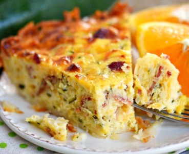 Zucchini Quiche with Bacon and Hash Brown Crust