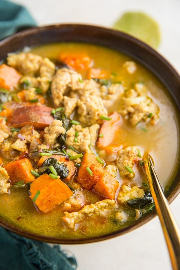 Creamy Sweet Potato and Ground Turkey Soup (Paleo, Whole30)