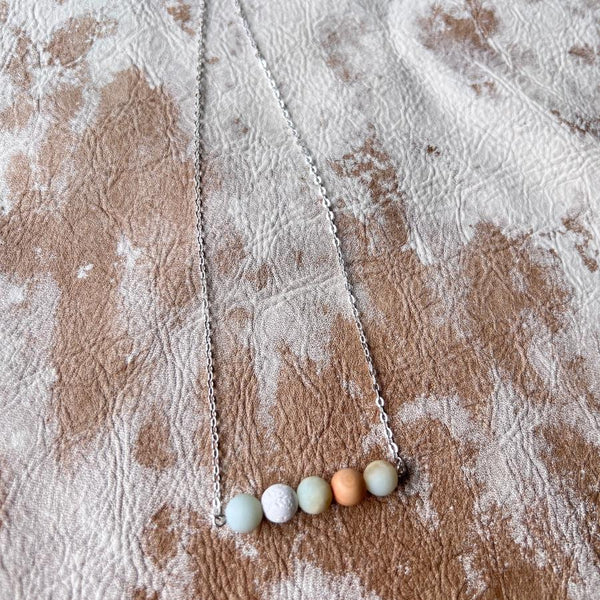 Amazonite Rosewood and Lava EO Diffuser Necklace 