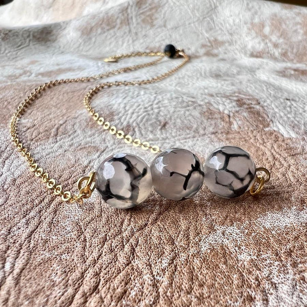 Dragon Vein Agate Crystal EO Diffuser Necklace