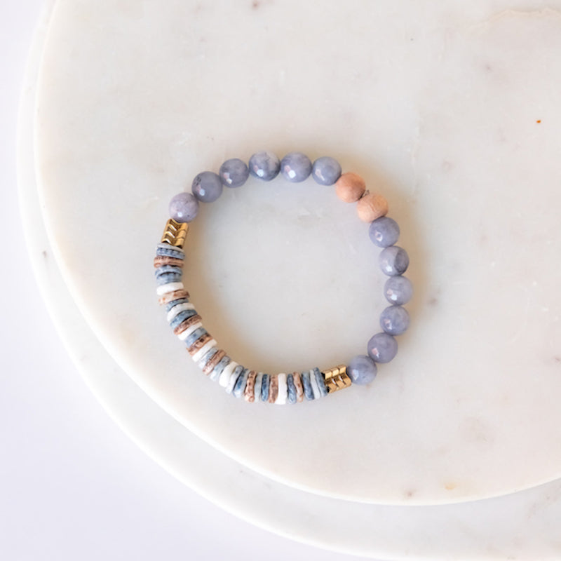 Essential Oil Diffuser Bracelet: Lavender Jade & Seashells