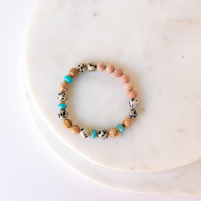 Essential Oil Diffuser Bracelet: Turquoise & Dalmation Jasper