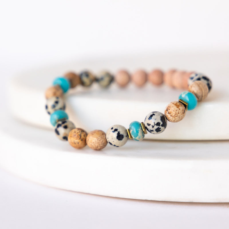 Essential Oil Diffuser Bracelet: Turquoise & Dalmation Jasper