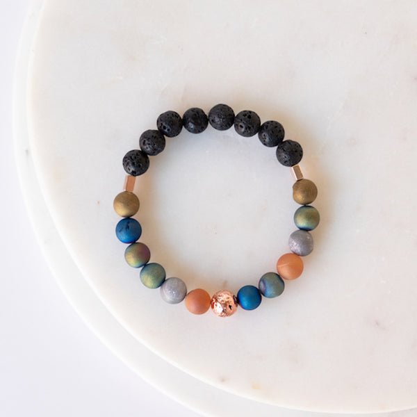 Essential Oil Diffuser Bracelet: Druzy & Rose Gold