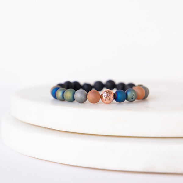 Essential Oil Diffuser Bracelet: Druzy & Rose Gold