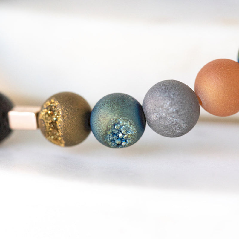 Essential Oil Diffuser Bracelet: Druzy & Rose Gold