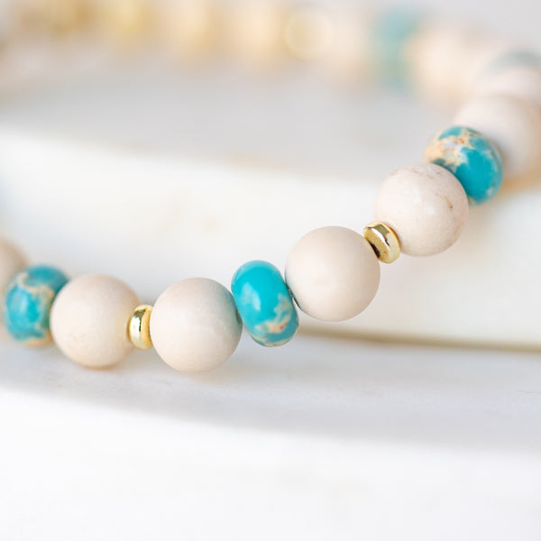 Essential Oil Diffuser Bracelet: Turquoise and Natural Stone