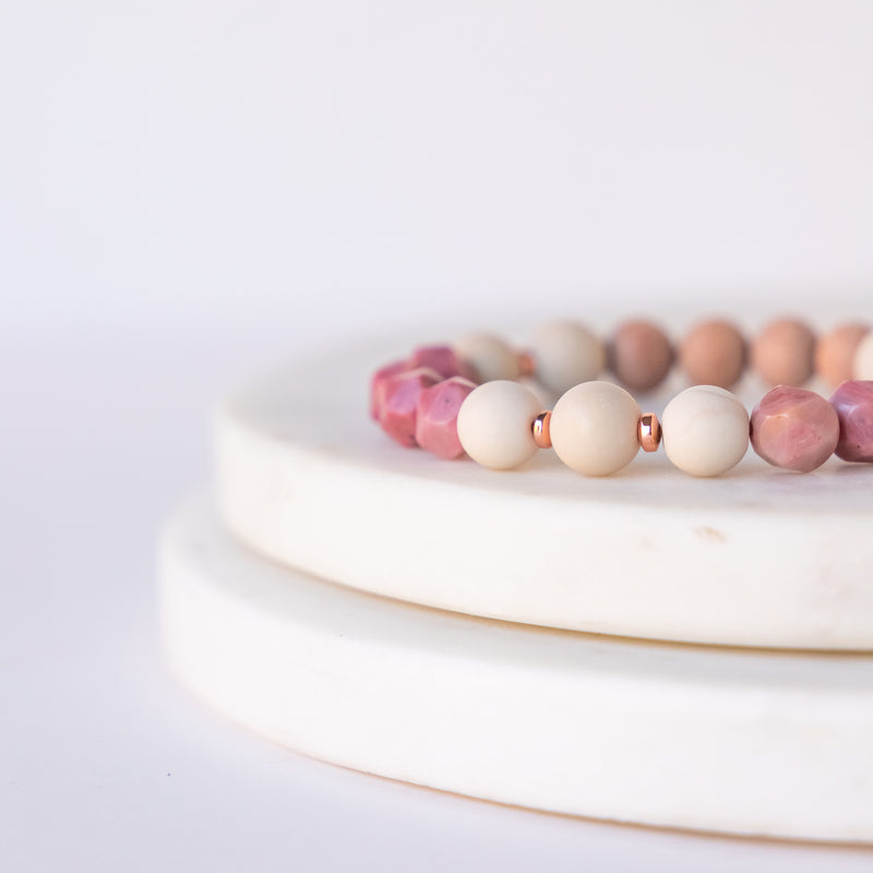 Essential Oil Diffuser Bracelet: Haitian Flower Rhodonite