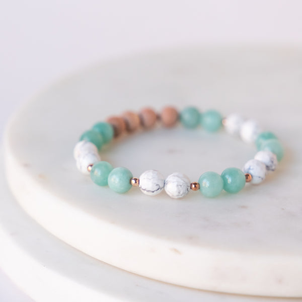 Essential Oil Diffuser Bracelet: Malaysia Jade Stone & Howlite