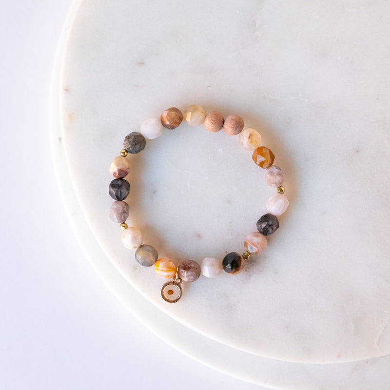 Essential Oil Diffuser Bracelet: Star Cut Agate with Mustard Seed