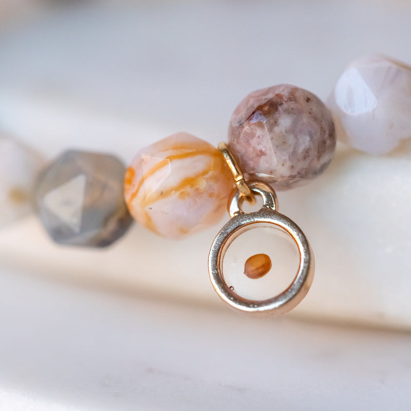 Essential Oil Diffuser Bracelet: Star Cut Agate with Mustard Seed