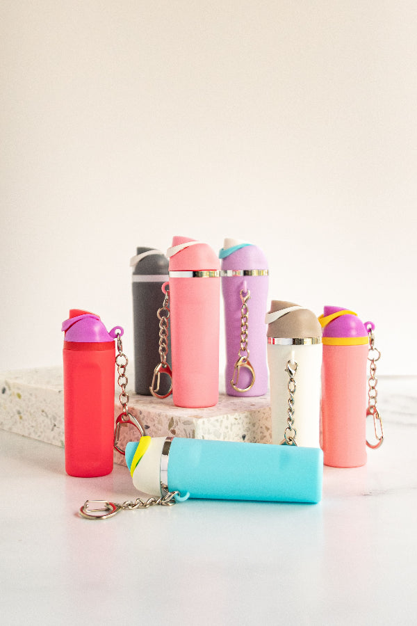 Mini Water Bottle Keychain Holder with Lip Balm