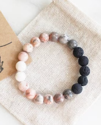 Essential Oil Diffuser Bracelet: Pink Zebra Jasper