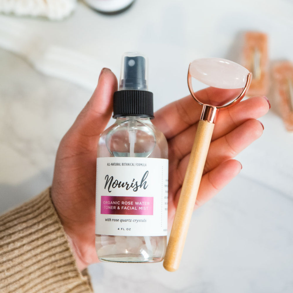 Rose Water Toner Facial Mist w/ Rose Quartz Crystals – Nourish