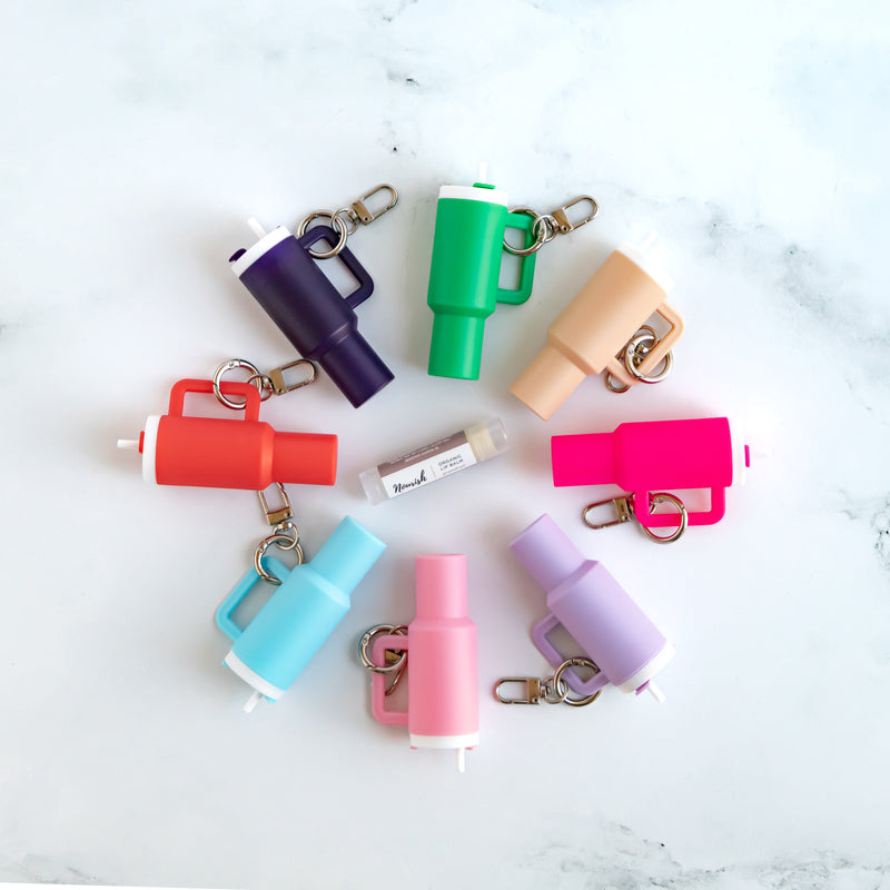 Mini Tumbler Cup Keychain Holder with Lip Balm