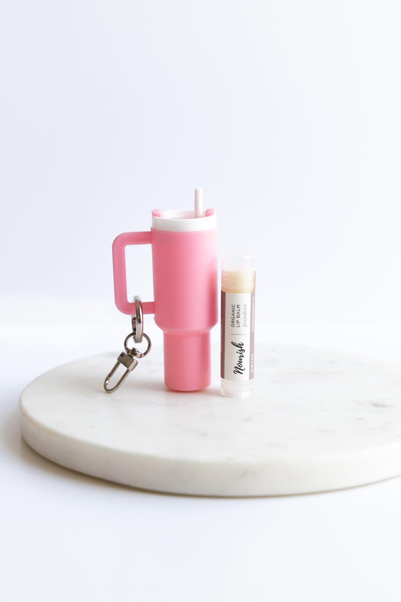 Mini Tumbler Cup Keychain Holder with Lip Balm