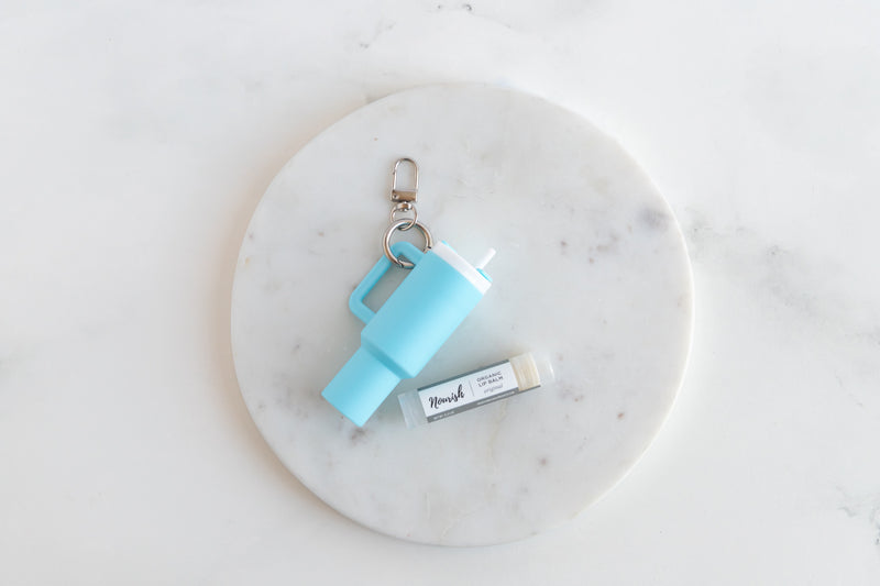 Mini Tumbler Cup Keychain Holder with Lip Balm