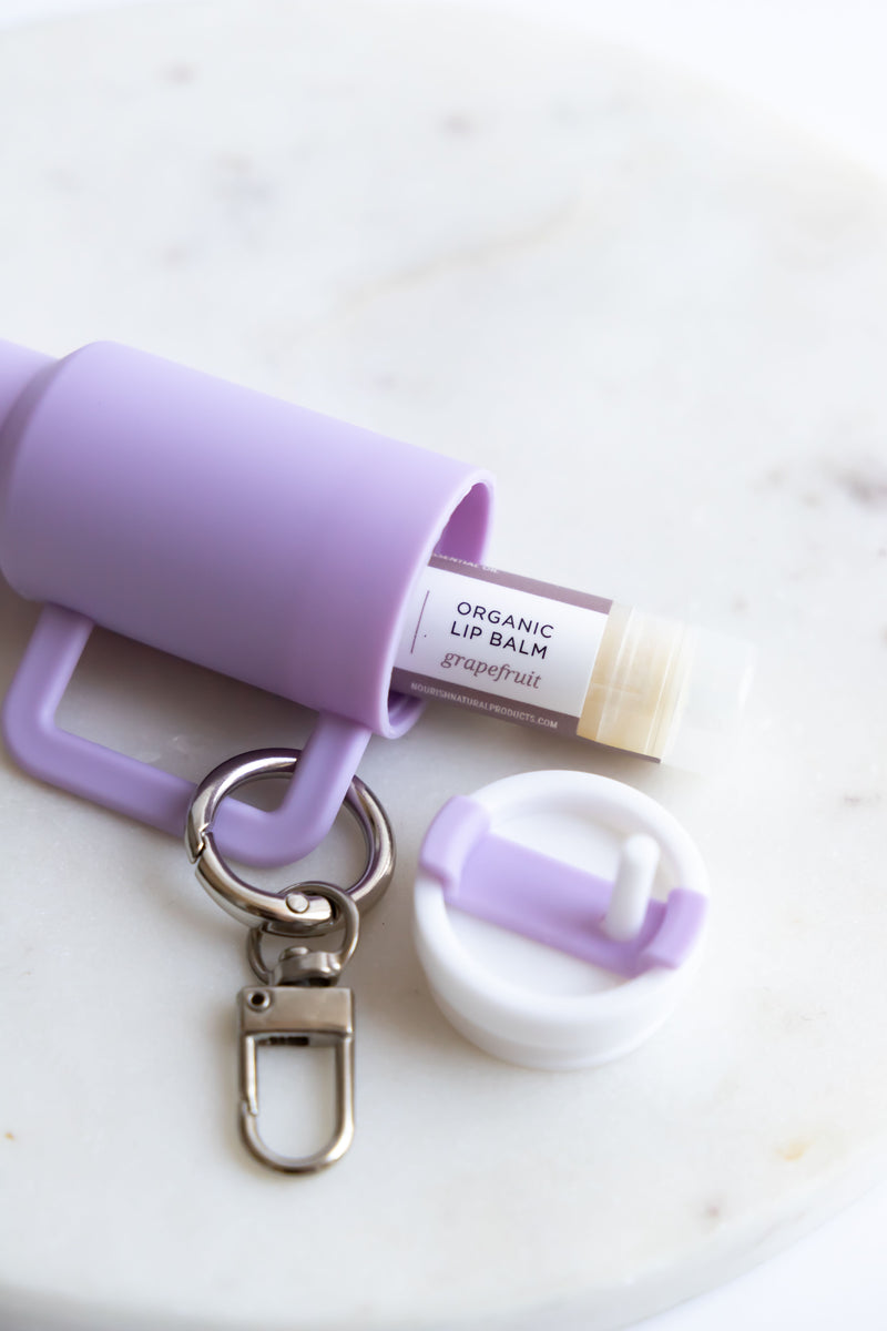 Mini Tumbler Cup Keychain Holder with Lip Balm