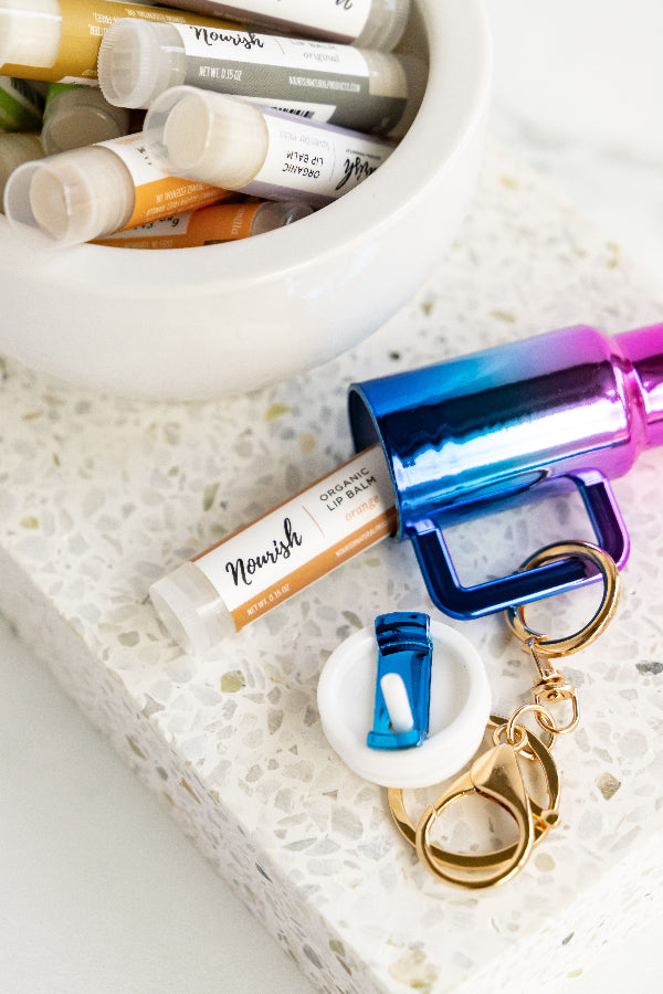 Mini Ombre Tumbler Cup Keychain Holder with Lip Balm