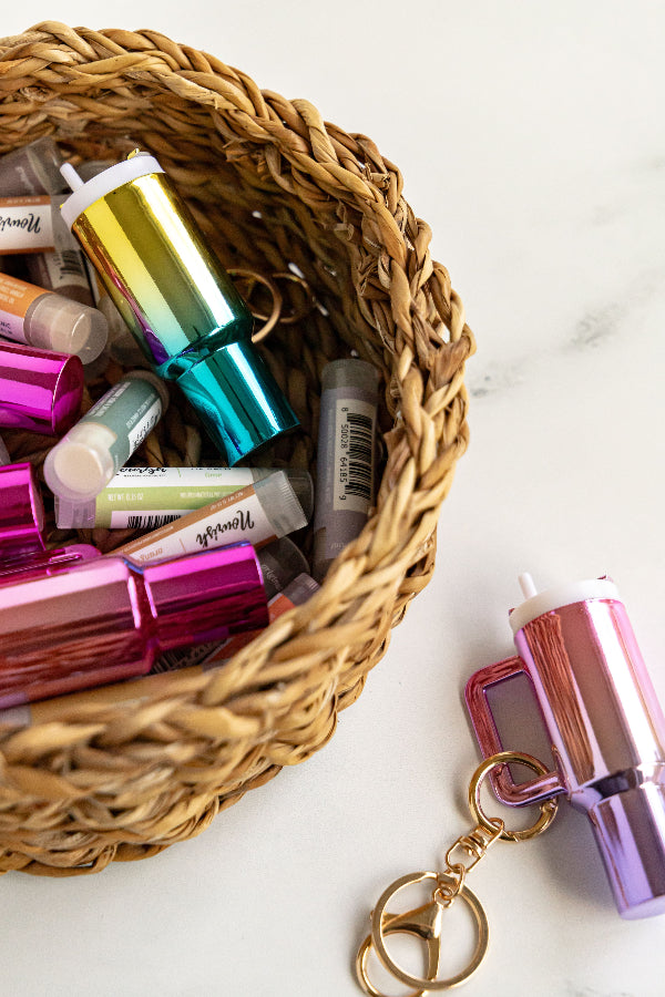 Mini Ombre Tumbler Cup Keychain Holder with Lip Balm