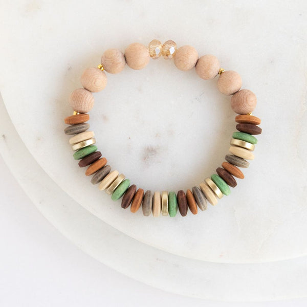 Essential Oil Diffuser Bracelet: Bohemian Round Beads w/ Rosewood