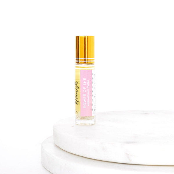 Power of She Essential Oil Roller Blend with Moonstone Crystals Feminine Energy