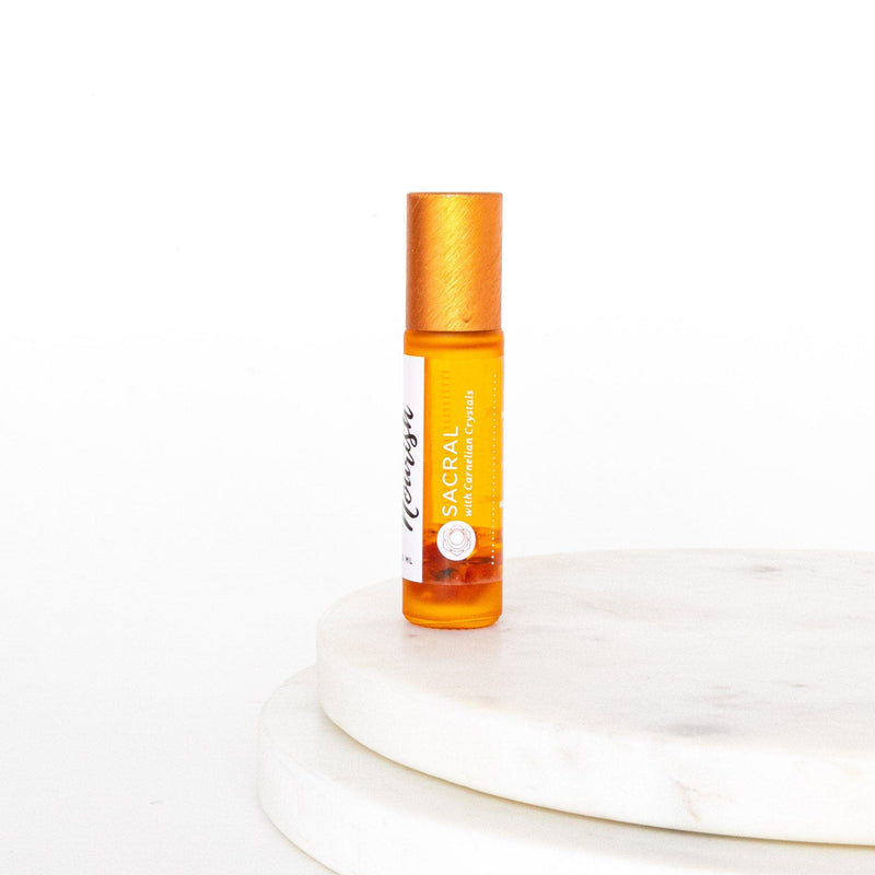 Sacral Chakra Essential Oil Roller Blend with Carnelian Crystals